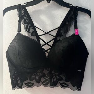 PINK Victoria's Secret Black push up Lace Bralette